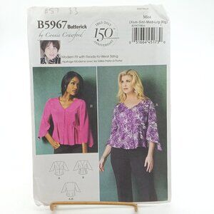 UNCUT Butterick B5967 Misses Sizes XS-XL Sewing Pattern for Modern Fit Tops 2013